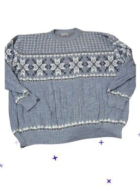Rob Winter 2x Sky Blue & White Nordic Crewneck Sweater